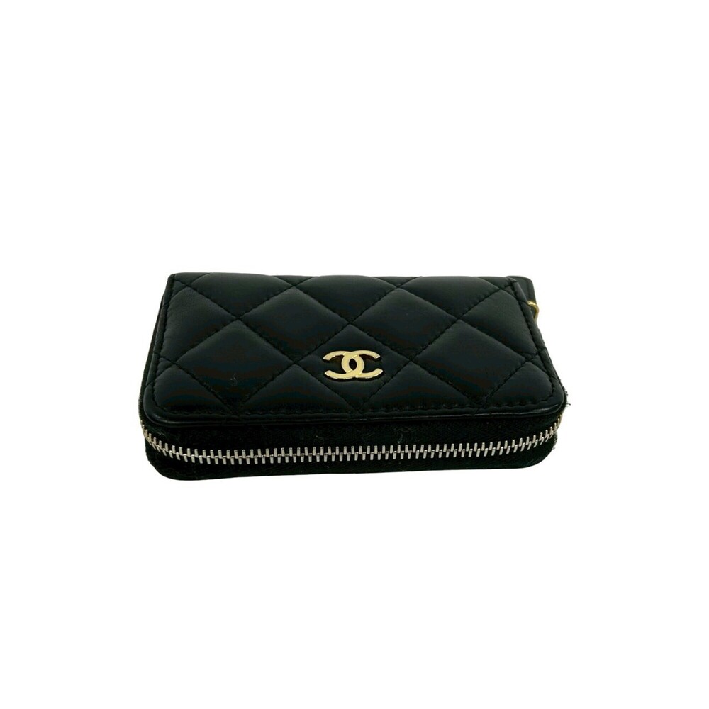 CHANEL Black Lambskin Leather Logo Wallet - Picture 3 of 9